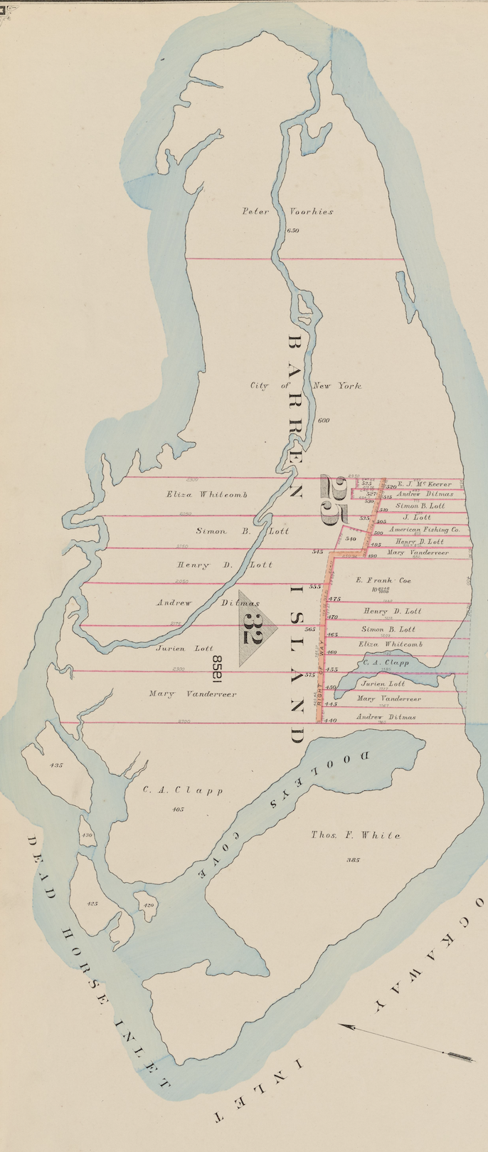 white and blue map of Barren Island