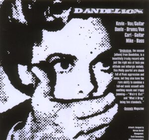 inside of "Trailer Park Girl" single: black and white; credits; image of a whiite man, a white hand coming from behind and covering his mouth