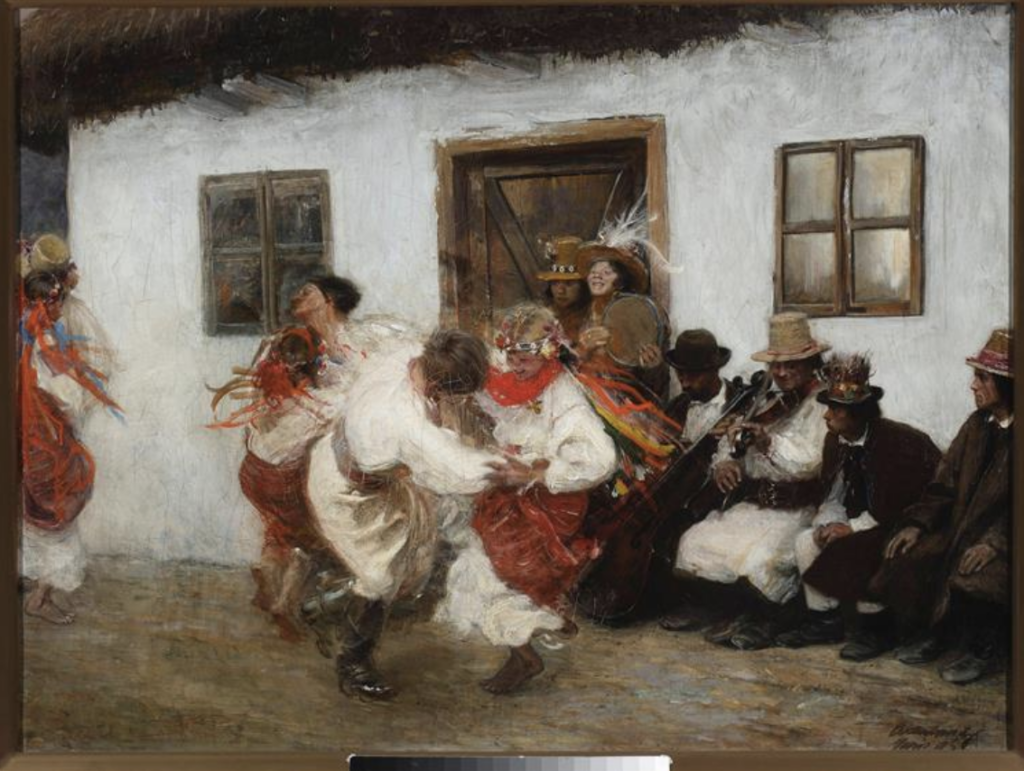 painting of rural Ukraine music and dancing